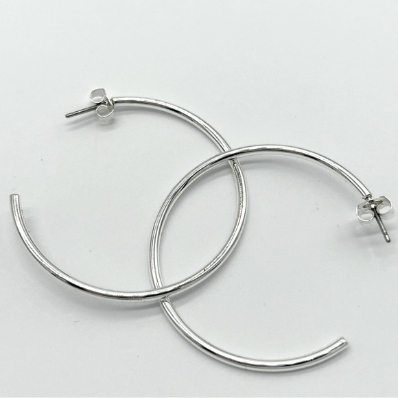 J. Crew Silver Hoop Earrings - Picture 1 of 3